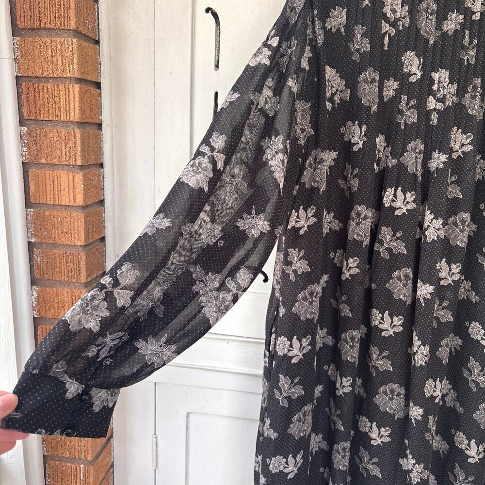 NWT Lane Bryant Pintuck Chiffon Shirt Dress Black Floral Plus Size 18/20 - Picture 6 of 8
